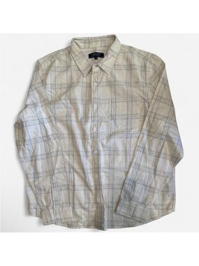 Liverpool White and Gray Plaid Flannel Shirt Size L